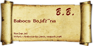 Babocs Bojána névjegykártya